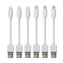 White Short Cable 25CM Micro USB Type C Wire Charging Cord For Huawei iphone 15 Android 2A Fast Charge Mobile Phone Charger Station Power bank charger cable