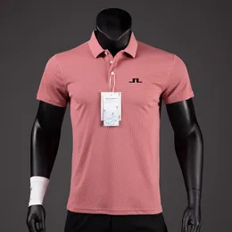 Herrpolos sommargolfskjortor män casual polo skjortor korta ärmar sommar andas snabb torr J Lindeberg Golf Wear Sports T Shirt 23 185