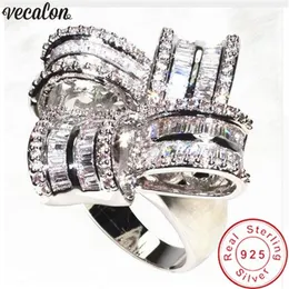 Vecalon Deluxe Promise Ring 925 Sterling Silver Diamond Big Engagement Wedding Band Rings for Women Party Jewelry233K