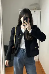 Kvinnor jackor kvinnor o nack unik speciell kort tweed jacka vår höststil koreansk elegant mild berömd ladysrock 231025