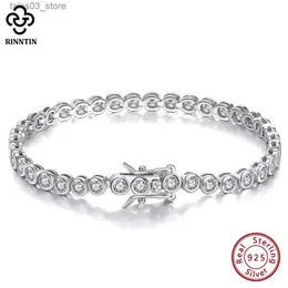 Charm Bracelets Rinntin Shiny Tennis Bracelet 925 Sterling Silver 1.5/2/3mm Clear Cubic Zirconia for Women Luxury Chain Bracelet Jewelry SB143 Q231025