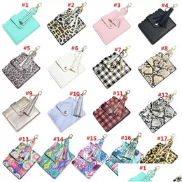 Party Favor Pu Leather Cards Case Ladies Coin Purse Bag Keychain för Party Favor Bus Card Holder With Tassel Keyring Drop Delivery DHR0X