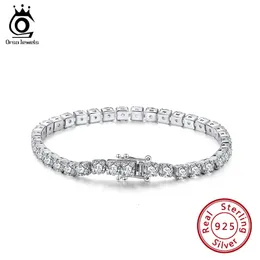 Bangle Orsa Jóias 925 Sterling Silver Tennis Pulseira Bangles para Mulheres Cubic Zircon Chain Hip Hop Jóias SB95 231025