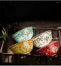 Bowls Rice Ceram Enameled Small China Court Highfoot Bowl Single Jingdezhen Noodle Chinese Imperial Bone Household