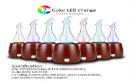 Essential Oil Mute Cold Air Nebulizer Mini Ultrasonic Aromatherapy Machine med 7 Color Changing LED Light Essential Oils Diffuser2321748