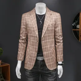 New Men's Suits Casual Large Size Korean Fit Suit Coat Men's Fashion Handsome Checked Small Single Suit