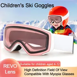 Skidglasögon Kids Ski Goggles Anti Fog UV Protection Helmet Compatible Skiing Glasses Snowboard Winter Outdoor Sports Goggle för ålder 4-14 231024