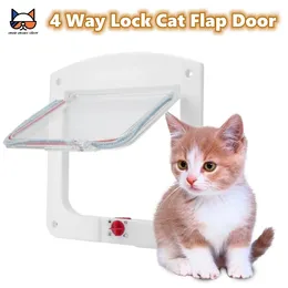 Transportadores para gatos, puerta con solapa de bloqueo de 4 vías para puertas exteriores interiores, gatos domésticos resistentes a la intemperie, pared de ventana adecuada W