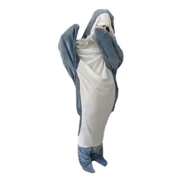Cobertores aconchegante cobertor de tubarão com capuz tubarão saco de dormir desenho animado tubarão saco de dormir pijama escritório nap tubarão cobertor cobertor de dormir 231024