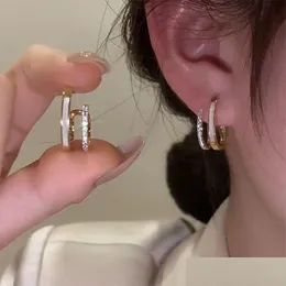 Stud Irregar U-formade örhängen för kvinnor Dainty Zircon Earring Girls Birthday Party Wedding Fashion Jewelry Gift Drop Delivery DHGARDE OTF1K