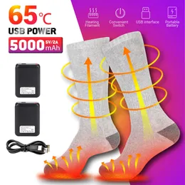 Beheizte Socken Winter Schneemobil Ski Socke Outdoor Sport Mann USB wiederaufladbare thermische Fußwärmer