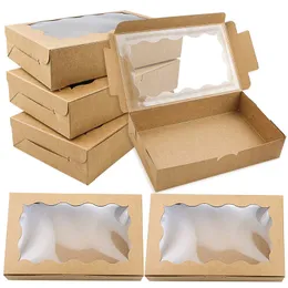 Kraft Paper DIY GIFT BOX مع نافذة حفل زفاف عيد ميلاد ديكور تزيين كعكة التغليف مربع الحدث الحزب CASE LX6195