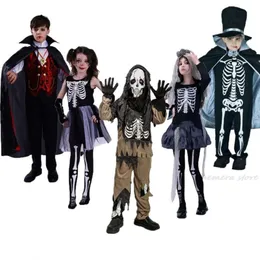 Cosplay Kids Cadılar Bayramı İskelet Yaşayan Ölü Zombi Kostüm Cosplay Çocuk Bataklık Kanlı Kafatası Canavar Karnaval Partisi Deluxe Kostümler