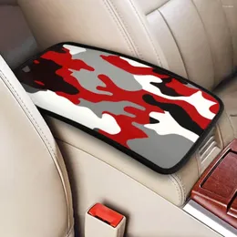 Interior Accessories Red Camo Center Console Box Pad Army Military Camouflage Car Armrest Cover Mat Protective Cushion Storage