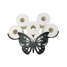 Papier papieru toaletowego Butterfly Rack Paper Papierowe uchwyty papierowe metalowe montaż naścienki Organizator Kuchnia Kuchnia Przechowywanie łazienka Dekoracja domu 231025