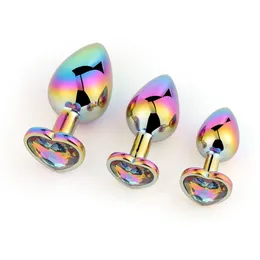 Kolorowa metalowa wtyczka analna z kryształową biżuterią gładkie wtyczki tyłka odbyt rozcieńczające zabawki seksualne