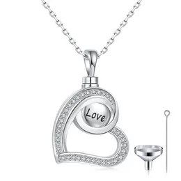 Girocolli in argento sterling 925 con ciondolo a forma di cuore, urna di cremazione, amore, collane, ricordi, gioielli commemorativi, regali per Ashe Men Family 231025