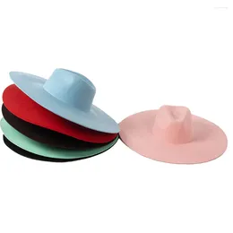 Berets Women's Rancher Winter Hat Wool wełna Fedoras Big Razem Brim Firma Panama Hats for Women Men Party Wedding