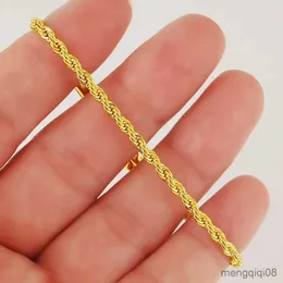 Kedja 24K Real Gold Armband Twisted Rope Twisted Gold Armband för män Kvinnor Bröllopsmycken gåvor R231025