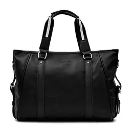 Handväska herrväska stor kapacitet läder textur affärsmessenger väska datorväska enkel axelväska 231015