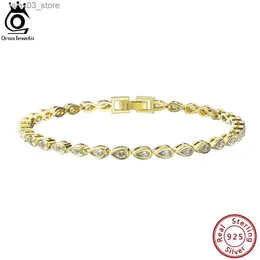 Charm Bracelets ORSA JEWELS 925 Sterling Silver Handmade 2*4mm Pear Cut CZ Bazel Setting Tennis Bracelet for Women Luxury Bracelet Jewelry SB154 Q231025