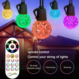 Julekorationer 15m 20LED String Light RGB Color Changing Lights Outdoor Waterproof Fairy G40 Crystal Garland 231025