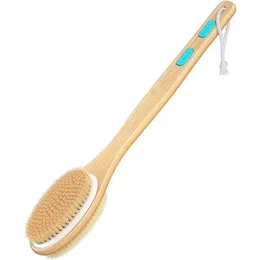 Bath Brushes Sponges Scrubbers Shower Bath Brush With Soft And Stiff Bristles Dual-Sided Long Handle Back Body Exfoliator For Wet O Dh7Pr