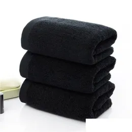 Towel Towel Black Bath Pure Cotton Soft For Bathroom El Hine Washable Ksi999 Home Garden Home Textiles Dhofo