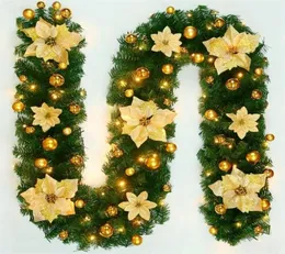 装飾的な花の花輪27mクリスマスデコレーションリースLED RATTAN GARLAND GREEN人工クリスマスツリーバナー2209219754474