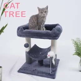 Arranhador duplo para gatos, 50m, 19.69 polegadas, torre resistente para gatos com poste para arranhar de sisal, condomínio para gatos com rede, cama de poleiro de pelúcia