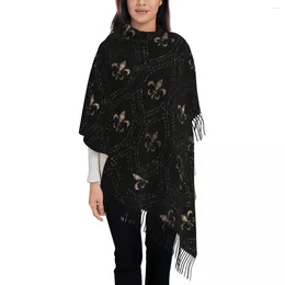 Scarves Fleur-de-lis Pattern Dot Art Shawls Wraps For Womens Warm Large Soft Scarf Fleur De Lis Lily Reversible Shawl