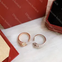 Luxuriöser Leoparden-Ring, Designer-Diamantringe für Frauen, hochwertiger Damen-925-Splitter-Schmuck, Verlobungsring, verstellbare Öffnung, Weihnachtsgeschenk