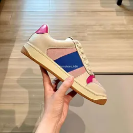 2021 clássico feminino sapatos screener mulher suja tênis homem casual moda couro rendas até branco design sapato 88544