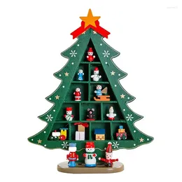 Decorações de Natal Mini pinheiros de madeira em forma de árvore 2023 Decoração de mesa para vitrines shopping desktop ornamento festival presentes