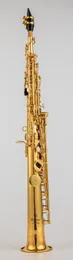 Tillverkad i Japan 875 Mässing Straight Soprano Saxophone BB B Flat Sax Saxophone Woodwind Instrument Natural Shell Key Carve Mönster 00