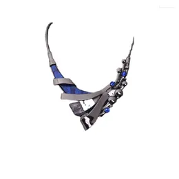 Hänghalsband lyxiga färgpärla geometriska korta benbenhalsband örhängen brudklänningstillbehör