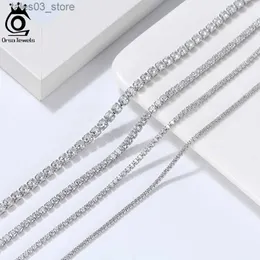 Charm Bracelets ORSA JEWELS Bling Zircon Tennis Necklace 925 Sterling Silver Italian Handmade Iced Out CZ Tennis Chain Jewelry For Men Women SSC Q231025