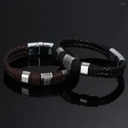 Pulseira Moda Jóias Liga de Zinco Couro Punk Pulseira Fecho Magnético Trançado