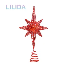 Weitere festliche Partyartikel, 28 cm Weihnachtsbaumspitze, Eisen-Glitzerstern, Weihnachtsbaumschmuck, Heimdekoration, hängende Ornamente für Weihnachten, Navidad-Jahr 231025