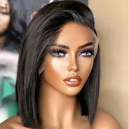 Perucas de renda 4x4 Bob Lace Encerramento Peruca Indiano Cabelo Humano Reto para Mulheres Negras 4x1 Destaque Bob Lace Front Human Human Wigs Blunt Cut Wig 231024