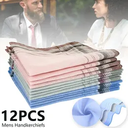 Handduk 12st Square Multicolor Plaid Stripe Men Women Pocket For Wedding Party Business Chest Handchiefs Scarves 3838 CM 231025