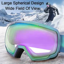 Ski Goggles Adult Ski Goggles Big Spherical Double-layer Lens Men Women Anti Fog UV Protection Snowboard Goggles Outdoor Ski Glasses 231024