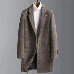 Men's Wool High Quality Winter Mid-length Woolen Coats Mens Korean Style Slim Fit Plus Size Men's Tops Blend Jackets Outwear