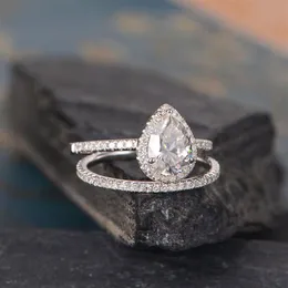 Vecalon 2019 Fashion Cute Female White Pink Diamond Ring Set Vintage 925 Silverförlovningsringar för kvinnor Diamond Bridal Ring270R
