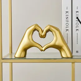Christmas Decorations Nordic Home Decor Love Gesture Statue Abstract Heart Hand Sculpture and Figurines Creative Desk Ornament Room Decor Wedding Gift 231025