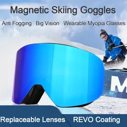 Maschere da sci Maschere da sci Lenti magnetiche a cambio rapido Doppio strato UV400 Antiappannamento Donna Uomo Sport all'aria aperta Snowboard Sci Occhiali Occhiali da neve 231024