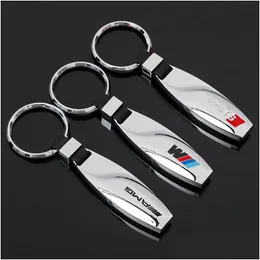 1Pc Metal Car Keychain With Leather Belt Keyring For M Amg Sline Styling Key Ring Accessories Drop Delivery