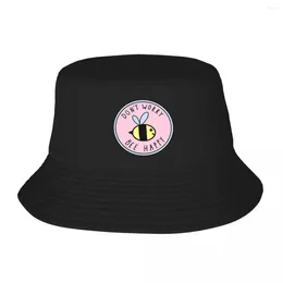 Berets Don't Worry Bee Happy Bucket Hat Panama für Mann Frau Bob Hats Cool Fisherman Summer Beach Unisex Caps