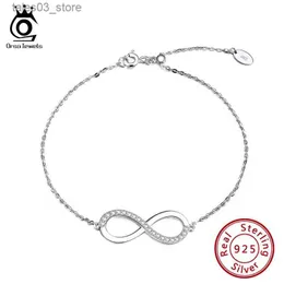 Braccialetti con ciondoli ORSA JEWELS Fashion Lady Charms Bracciale Infinity con AAAA Zircone cubico Pietra di cristallo Bracciale rigido Gioielli in argento Regalo OSB54 Q231025