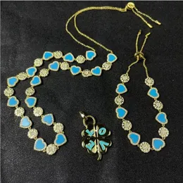 Earrings & Necklace June Blue Love Sun Female 2021 Tide Beach Heart-shaped Summer Cool Clavicle Chain Set281L